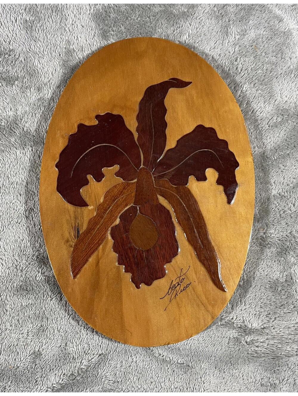 VTG Costa Rico Guaria Morada Engraved/Layered Wooden Wall Plaque !!